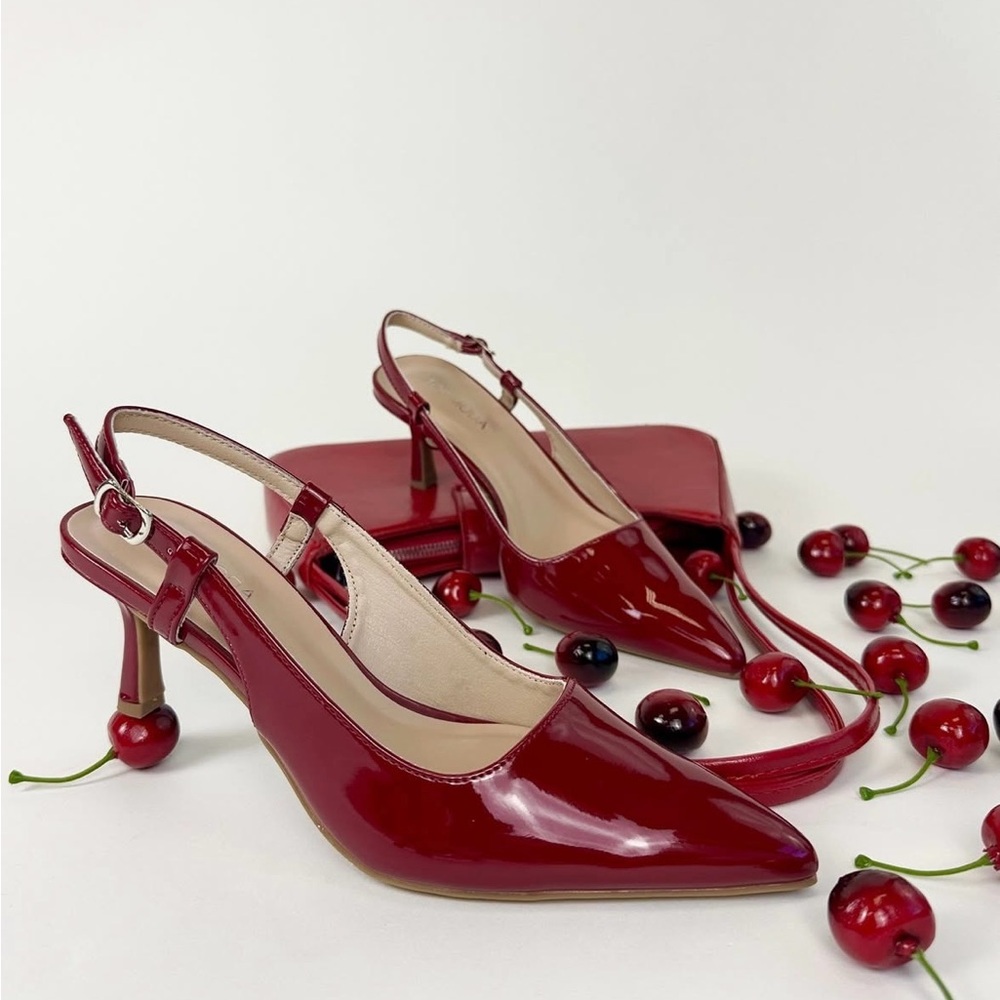 Chic Cherry Red Slingback Heels
